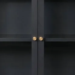 Wohnen Vitrinen<2-türige Vitrinen-Kommode in Schwarz mit Gold - Marissa
