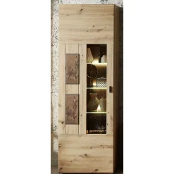 Wohnen Vitrinen<1-türige Wohnzimmervitrine in Wildeiche Holzoptik - Iniaco