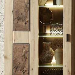 Wohnen Vitrinen<1-türige Wohnzimmervitrine in Wildeiche Holzoptik - Iniaco