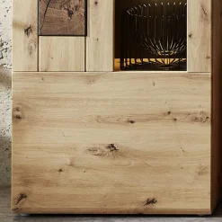 Wohnen Vitrinen<1-türige Wohnzimmervitrine in Wildeiche Holzoptik - Iniaco