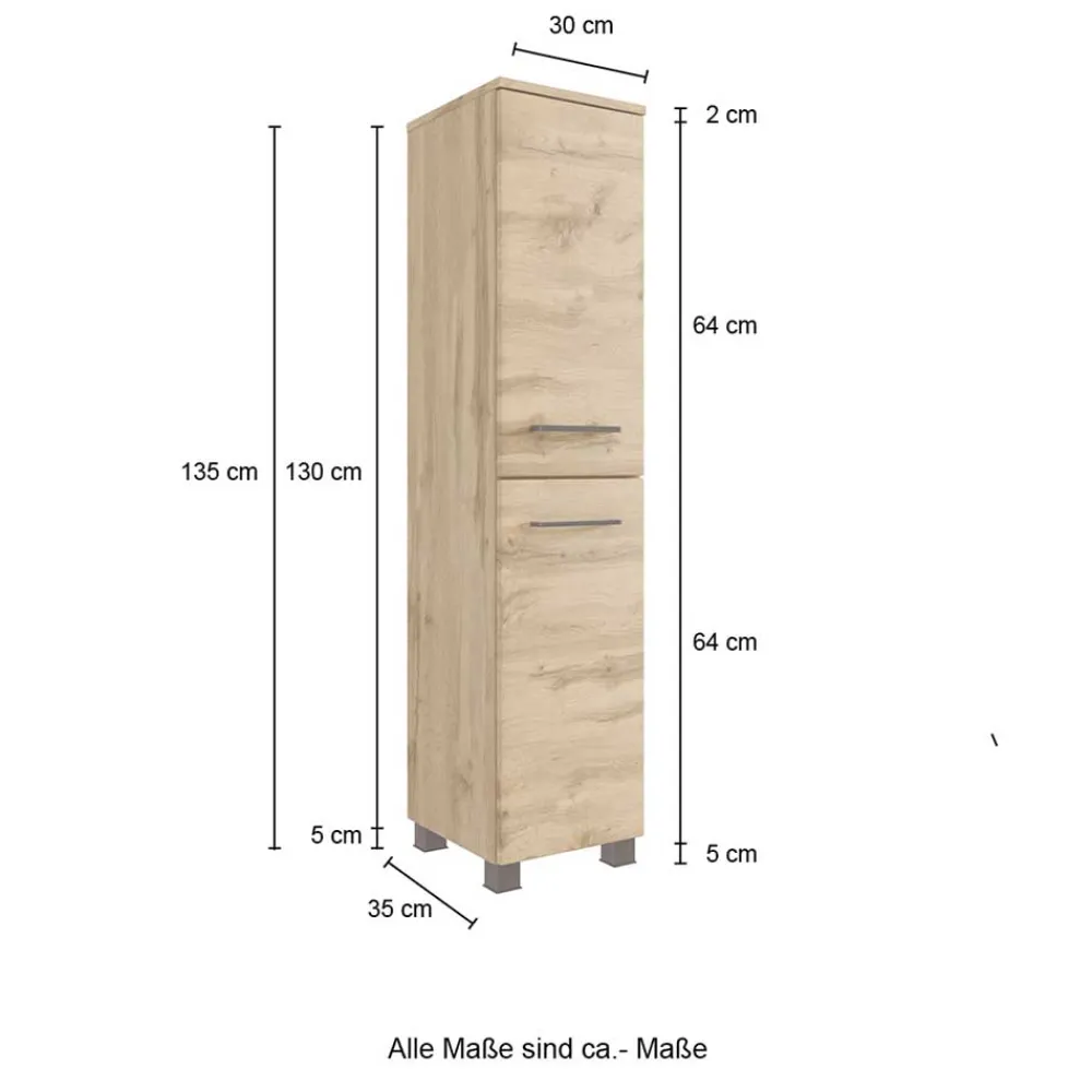 Wohnen Schränke<2-türiger Badschrank - 30x135x35 cm - Arazony