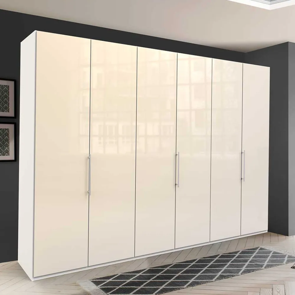 Wohnen Kleiderschränke<3-türiger Falttüren Kleiderschrank in Creme - Zidarie