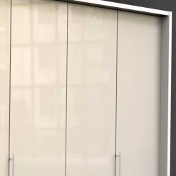 Wohnen Kleiderschränke<3-türiger Falttüren Kleiderschrank in Creme - Zidarie