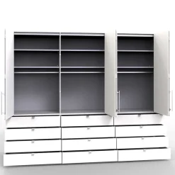 Wohnen Kleiderschränke|Schränke<3-türiger Falttürenschrank mit 12 Schubladen - Tivierto