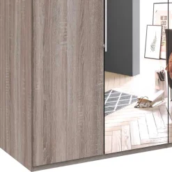 Wohnen Kleiderschränke<2-türiger Holz Look Kleiderschrank mit Spiegel - Crenba