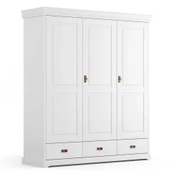 Wohnen Kleiderschränke|Schränke<3-türiger Holz-Schlafzimmerschrank in Weiß - Presto
