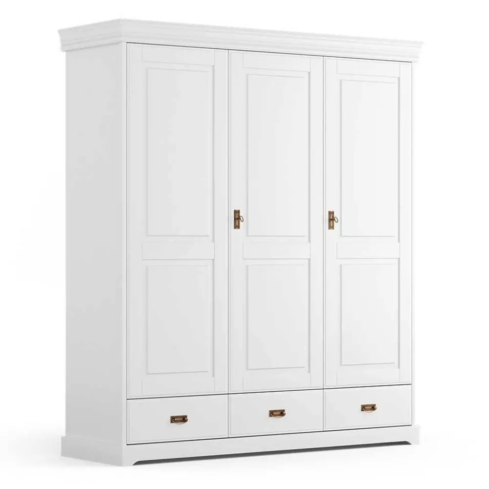 Wohnen Kleiderschränke|Schränke<3-türiger Holz-Schlafzimmerschrank in Weiß - Presto