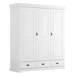 Wohnen Kleiderschränke|Schränke<3-türiger Holz-Schlafzimmerschrank in Weiß - Presto