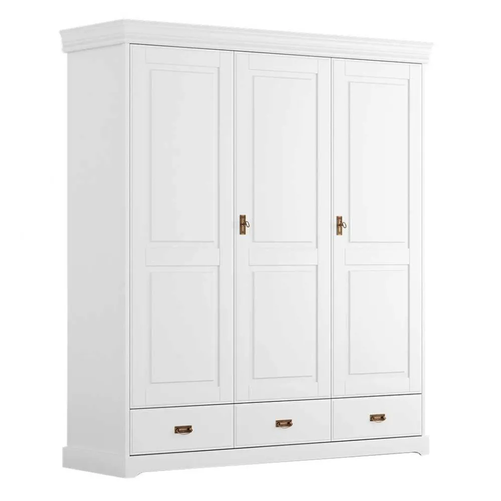 Wohnen Kleiderschränke|Schränke<3-türiger Holz-Schlafzimmerschrank in Weiß - Presto
