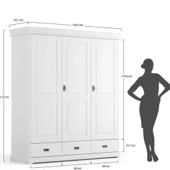Wohnen Kleiderschränke|Schränke<3-türiger Holz-Schlafzimmerschrank in Weiß - Presto