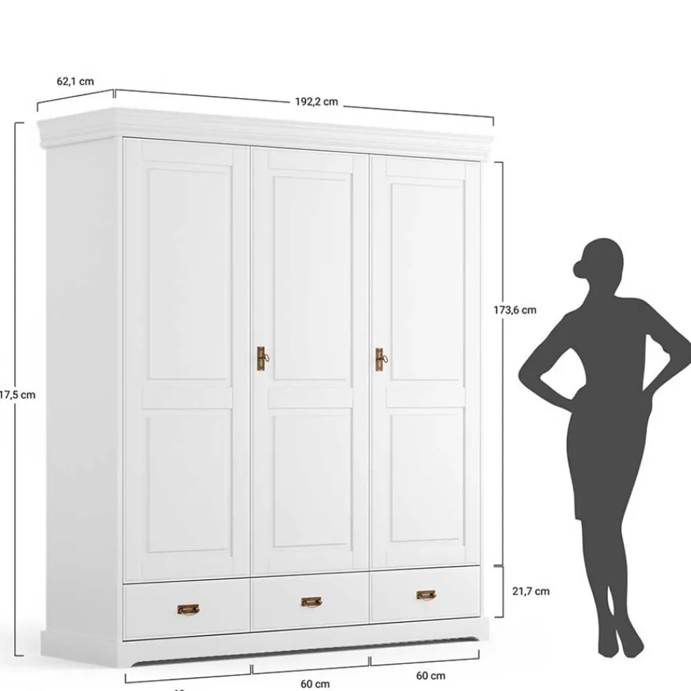 Wohnen Kleiderschränke|Schränke<3-türiger Holz-Schlafzimmerschrank in Weiß - Presto