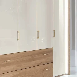 Wohnen Kleiderschränke<5-türiger Kleiderschrank Anglesia in Creme und Eiche