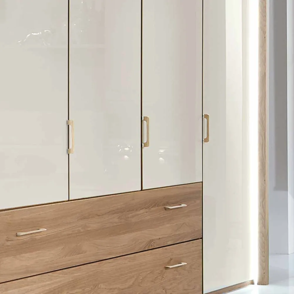 Wohnen Kleiderschränke<5-türiger Kleiderschrank Anglesia in Creme und Eiche
