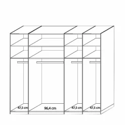 Wohnen Kleiderschränke<5-türiger Kleiderschrank Anglesia in Creme und Eiche