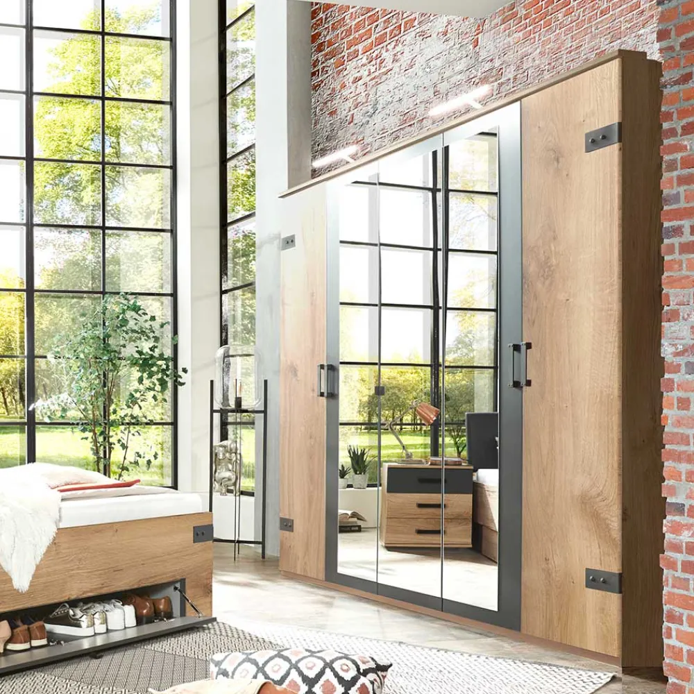 Wohnen Kleiderschränke<5-türiger Kleiderschrank im Industry und Loft Stil - Enegal