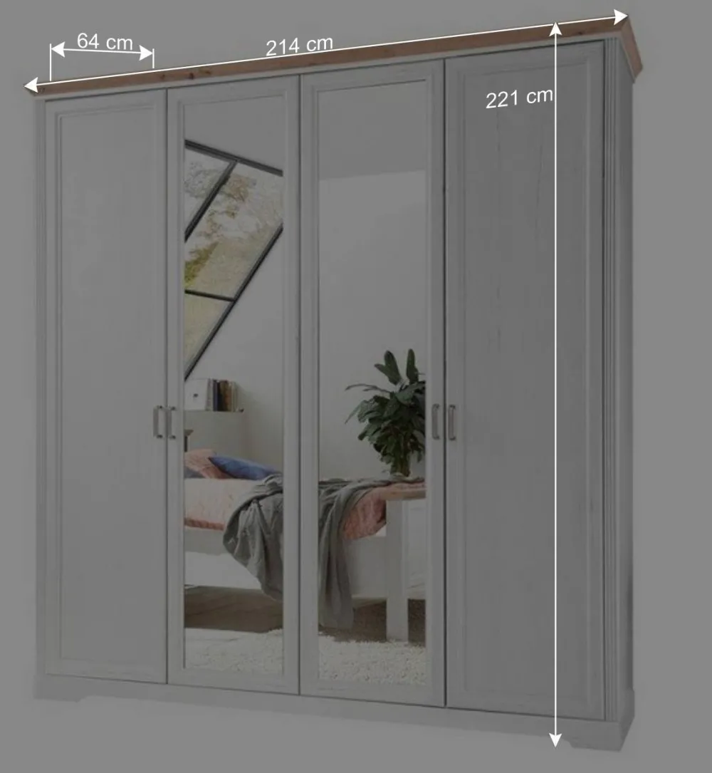 Wohnen Kleiderschränke<4-türiger Kleiderschrank im Modern Country Style - Maggio