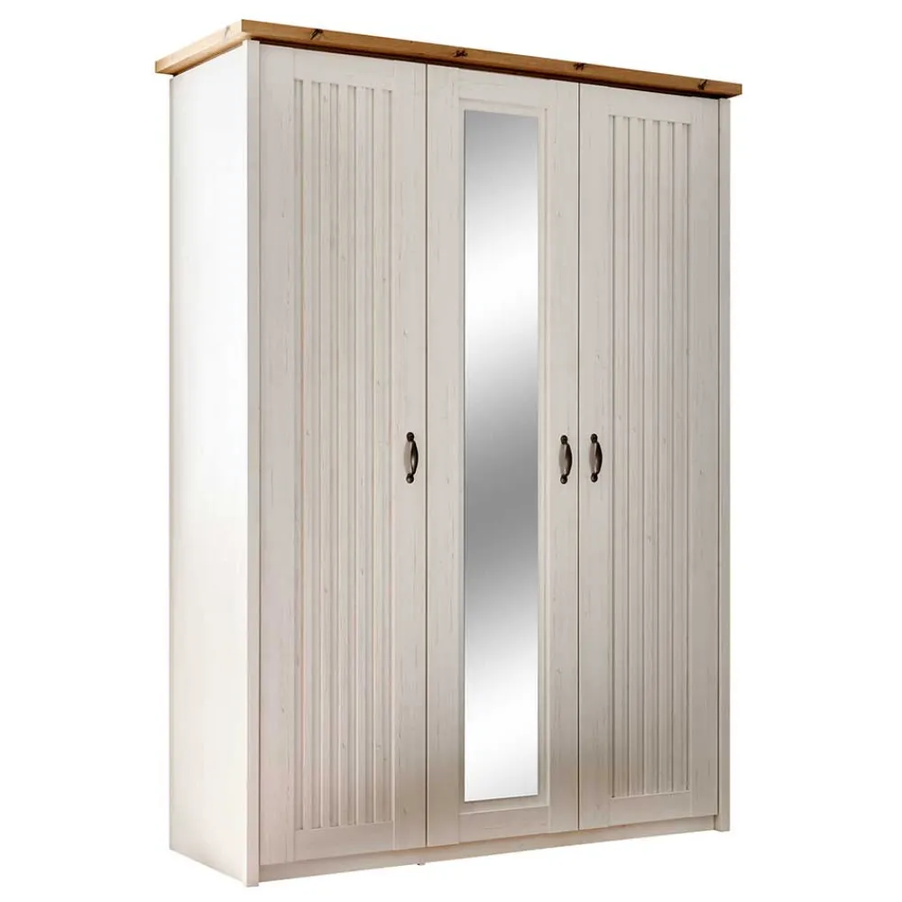 Wohnen Kleiderschränke<3-türiger Kleiderschrank in Weiß & Eiche Dekor - Malvissa