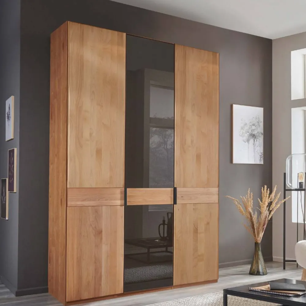 Wohnen Kleiderschränke|Schränke<3-türiger Kleiderschrank in Erle teilmassiv - Hung