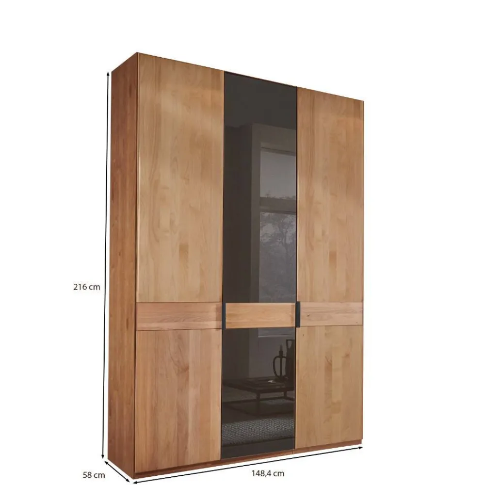 Wohnen Kleiderschränke|Schränke<3-türiger Kleiderschrank in Erle teilmassiv - Hung