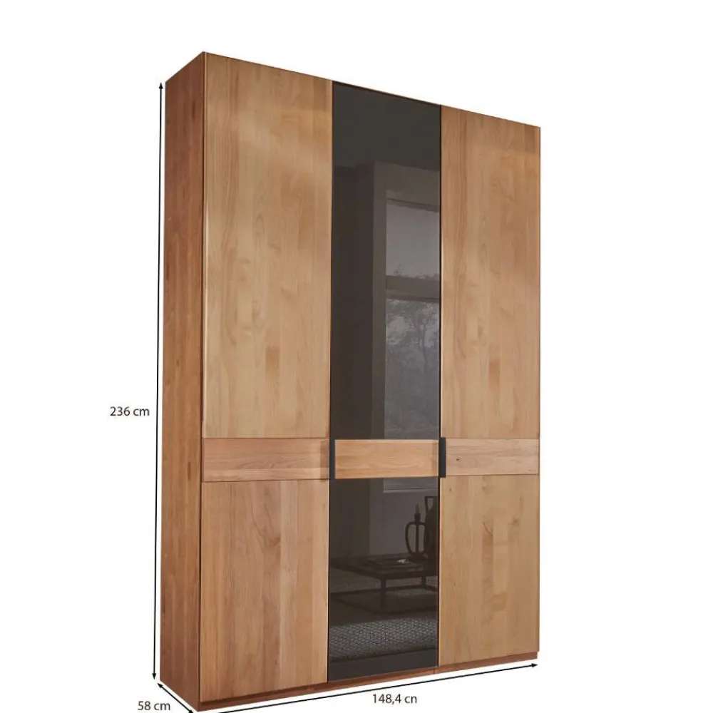 Wohnen Kleiderschränke|Schränke<3-türiger Kleiderschrank in Erle teilmassiv - Hung