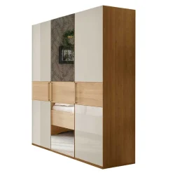 Wohnen Kleiderschränke|Schränke<3-türiger Kleiderschrank in Eiche & Beige - Emdsiva