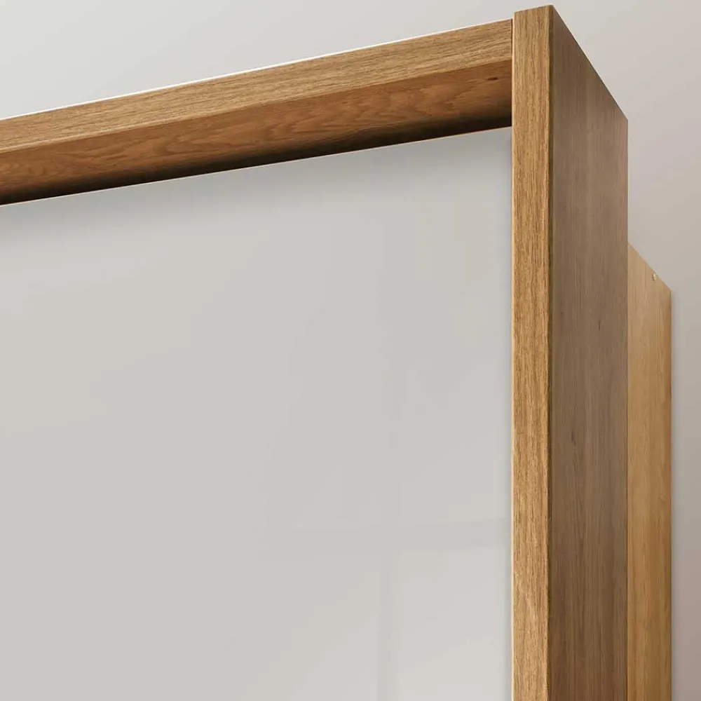 Wohnen Kleiderschränke|Schränke<3-türiger Kleiderschrank in Eiche & Beige - Emdsiva