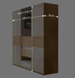 Wohnen Kleiderschränke|Schränke<3-türiger Kleiderschrank in Eiche & Beige - Emdsiva