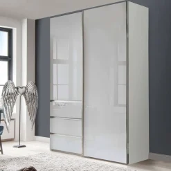 Wohnen Kleiderschränke<2-türiger Kleiderschrank in Weiß Glas - Heralisa