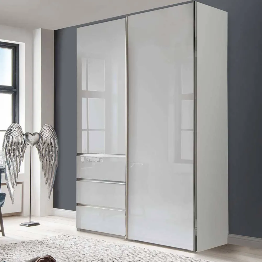 Wohnen Kleiderschränke<2-türiger Kleiderschrank in Weiß Glas - Heralisa