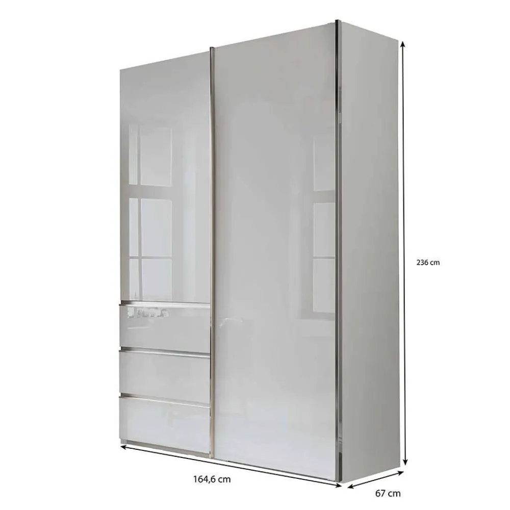Wohnen Kleiderschränke<2-türiger Kleiderschrank in Weiß Glas - Heralisa