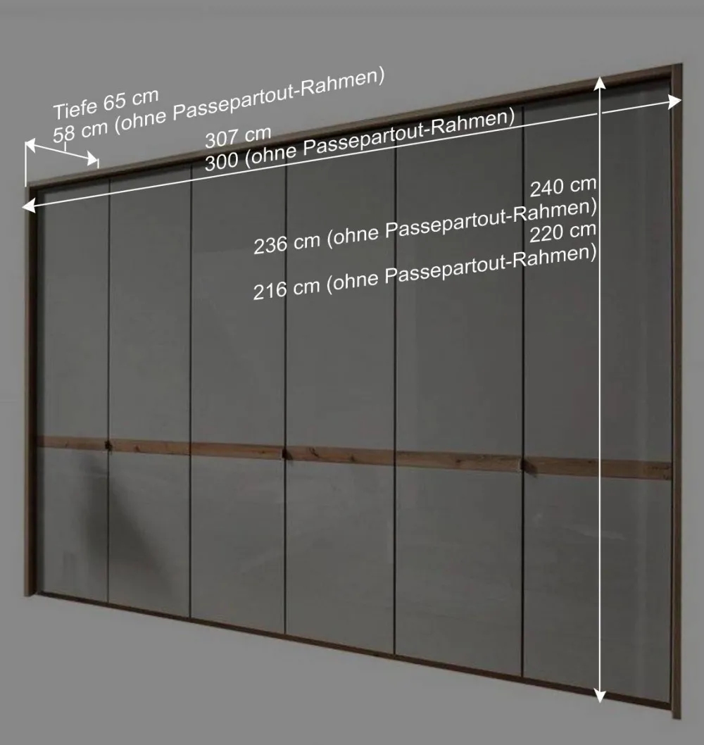Wohnen Kleiderschränke|Schränke<6-türiger Kleiderschrank in Beige Glas - Crascanu