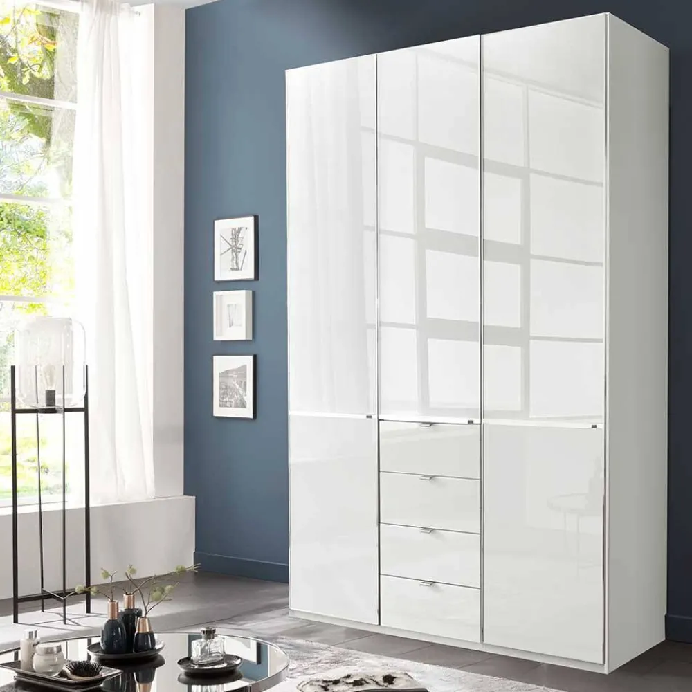 Wohnen Kleiderschränke<3-türiger Kleiderschrank in Weiß Glasfront - Rocca