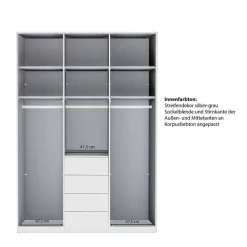 Wohnen Kleiderschränke<3-türiger Kleiderschrank in Weiß Glasfront - Rocca