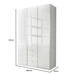 Wohnen Kleiderschränke<3-türiger Kleiderschrank in Weiß Glasfront - Rocca