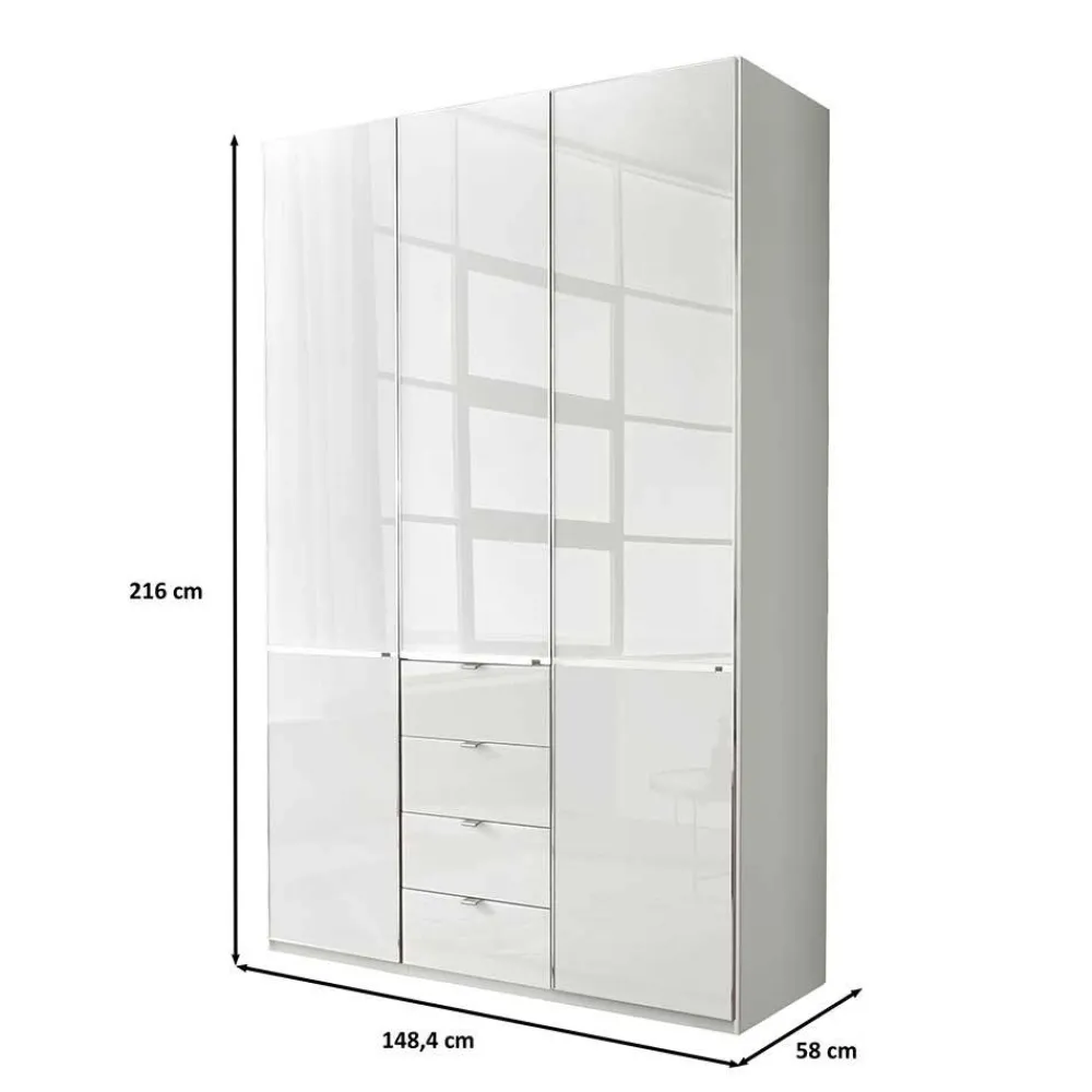 Wohnen Kleiderschränke<3-türiger Kleiderschrank in Weiß Glasfront - Rocca