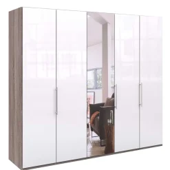 Wohnen Kleiderschränke<3-türiger Kleiderschrank mit Spiegel & Weißglas - Empresian