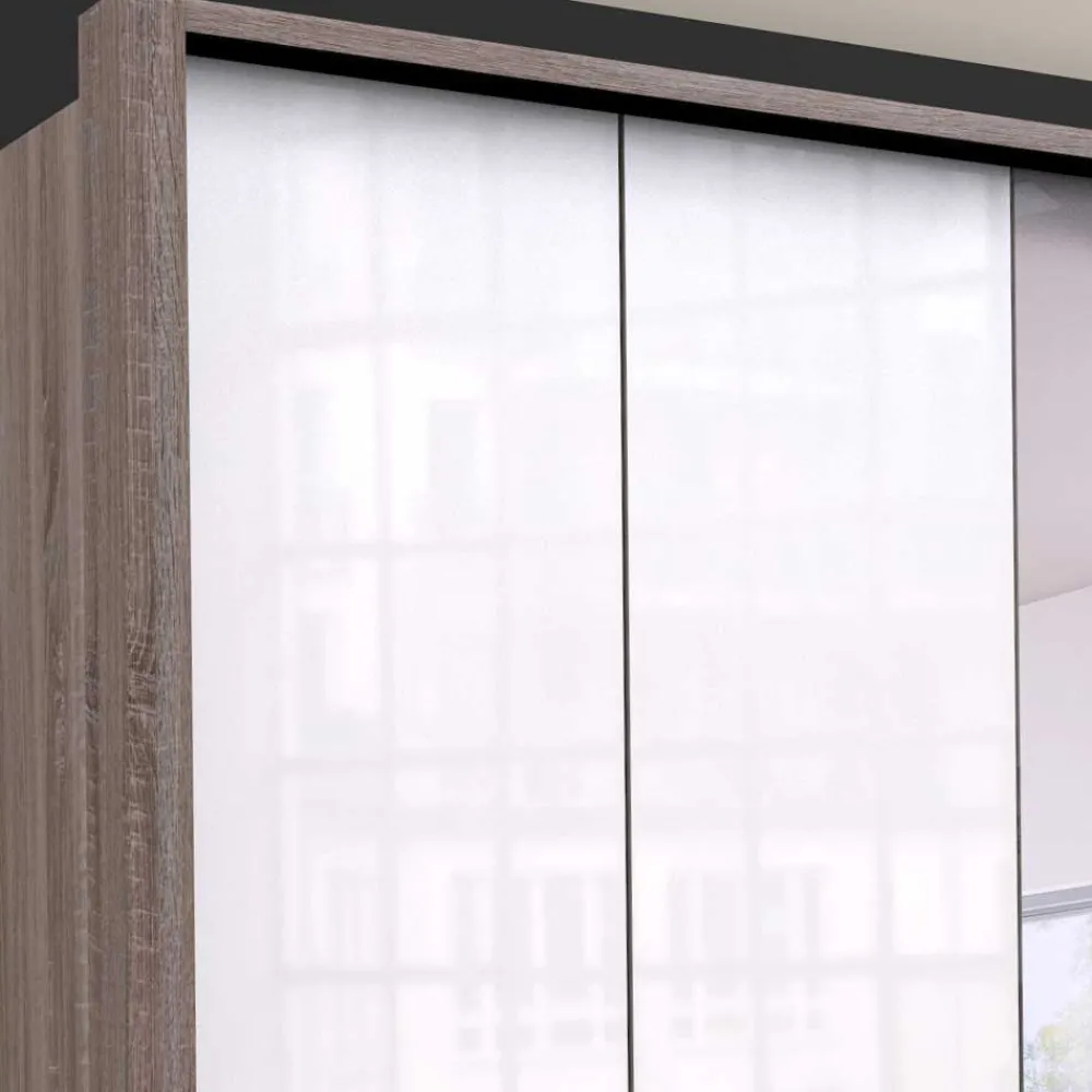 Wohnen Kleiderschränke<3-türiger Kleiderschrank mit Spiegel & Weißglas - Empresian