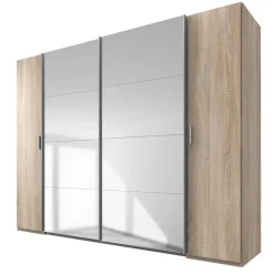 Wohnen Kleiderschränke|Schränke<4-türiger Kleiderschrank mit Spiegel Schwebetüren - Metrona