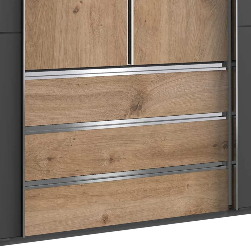 Wohnen Kleiderschränke|Schränke<4-türiger Kleiderschrank mit Dreh- & Schiebetüren - Bafata