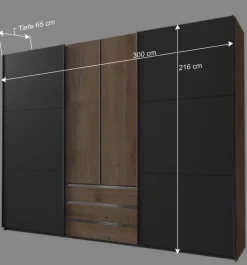 Wohnen Kleiderschränke|Schränke<4-türiger Kleiderschrank mit Dreh- & Schiebetüren - Bafata
