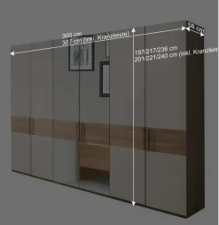 Wohnen Kleiderschränke<6-türiger Kleiderschrank mit 3 Meter Länge - Emdsiva