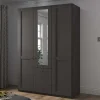 Wohnen Kleiderschränke<3-türiger Kombi-Kleiderschrank mit Spiegel - Mataram
