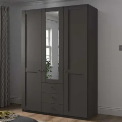 Wohnen Kleiderschränke<3-türiger Kombi-Kleiderschrank mit Spiegel - Mataram