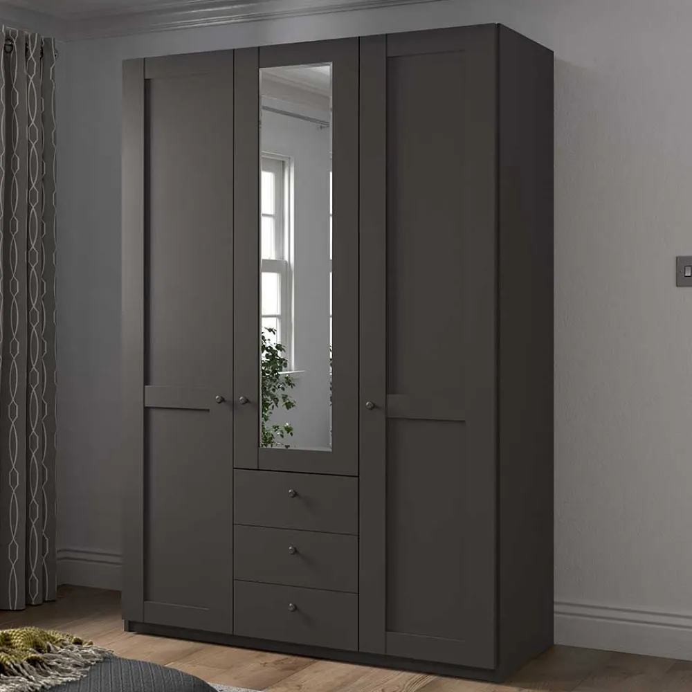 Wohnen Kleiderschränke<3-türiger Kombi-Kleiderschrank mit Spiegel - Mataram