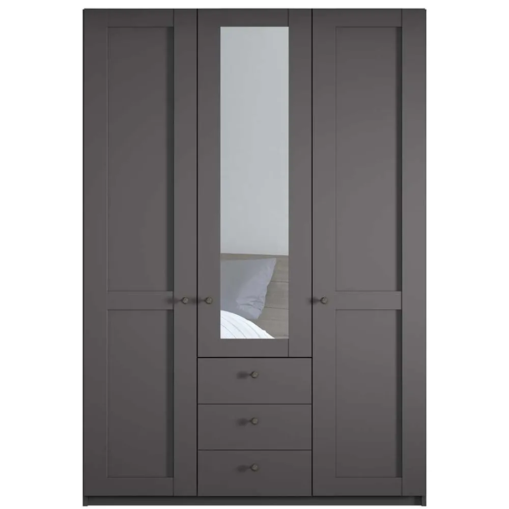 Wohnen Kleiderschränke<3-türiger Kombi-Kleiderschrank mit Spiegel - Mataram