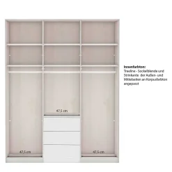 Wohnen Kleiderschränke<3-türiger Kombi-Kleiderschrank mit Spiegel - Mataram