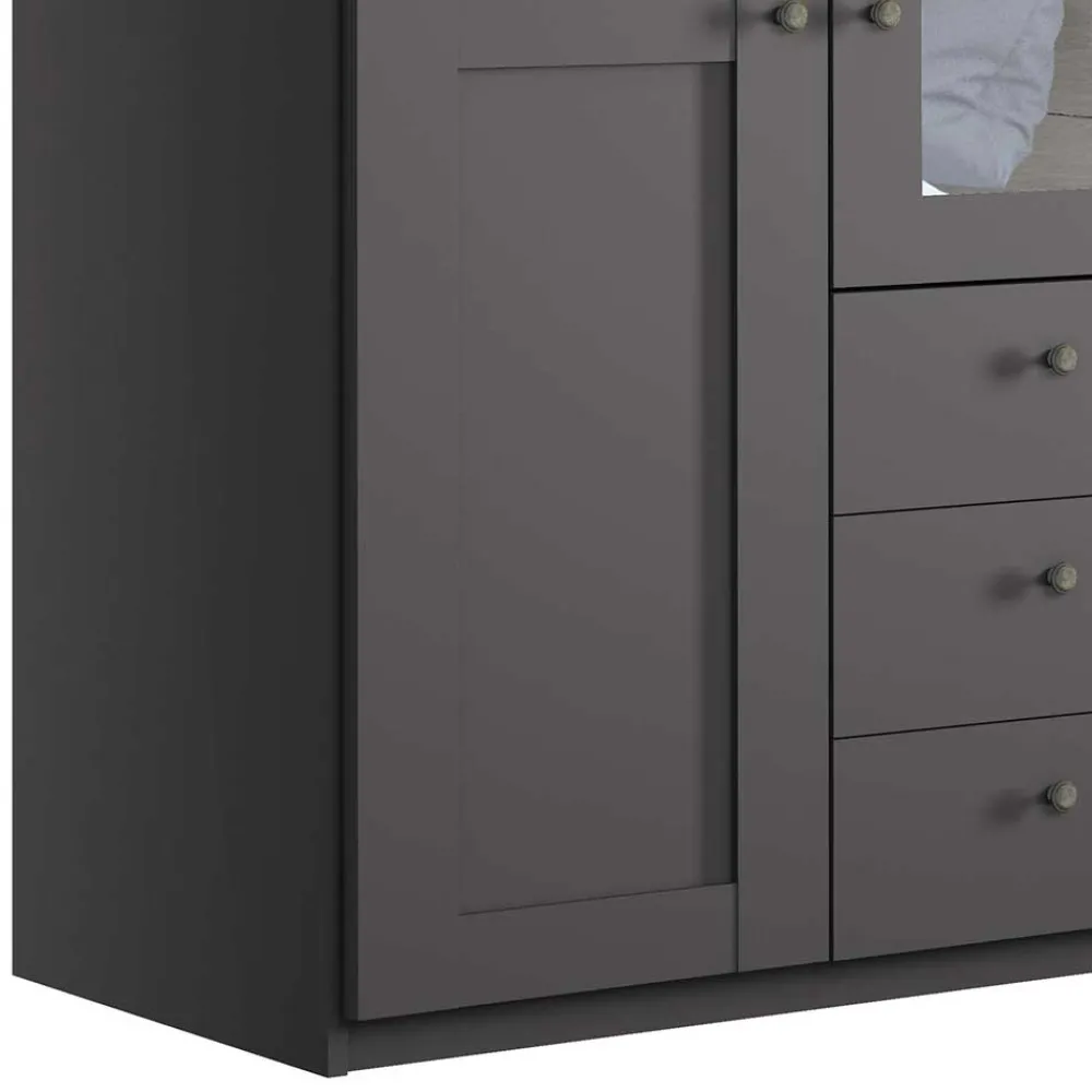 Wohnen Kleiderschränke<3-türiger Kombi-Kleiderschrank mit Spiegel - Mataram