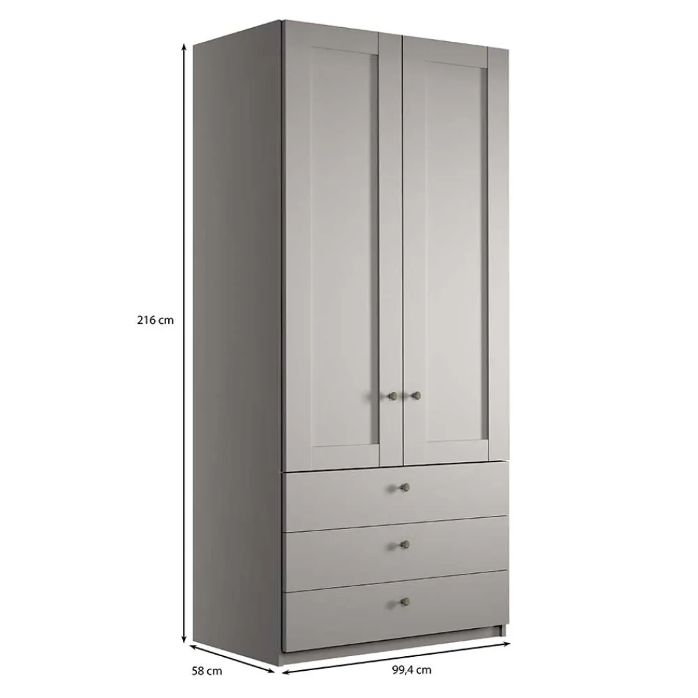 Wohnen Kleiderschränke<2-türiger Kombi-Kleiderschrank mit 3 Schubladen - Ridonna
