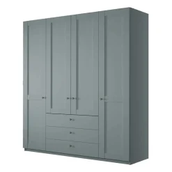 Wohnen Kleiderschränke<4-türiger Kombi-Kleiderschrank in Graugrün - Rajavo
