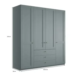 Wohnen Kleiderschränke<4-türiger Kombi-Kleiderschrank in Graugrün - Rajavo